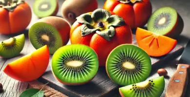 El kiwi es una fruta con d delicosa y nutritiva como lo es el kaki